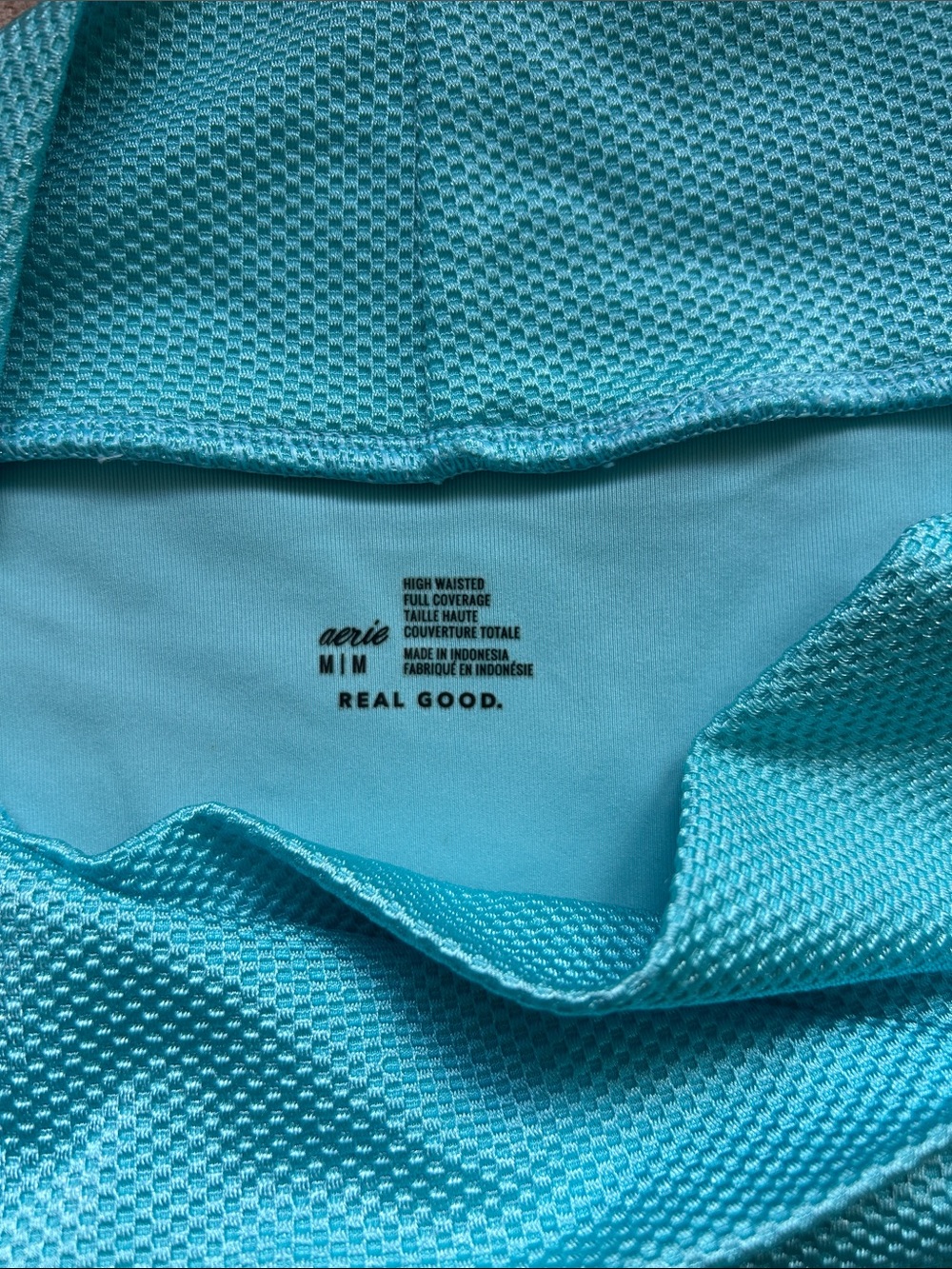 aerie Turquoise Textured V-Wire Bikini Top & High-Waist Bottoms - Picture 4 of 7